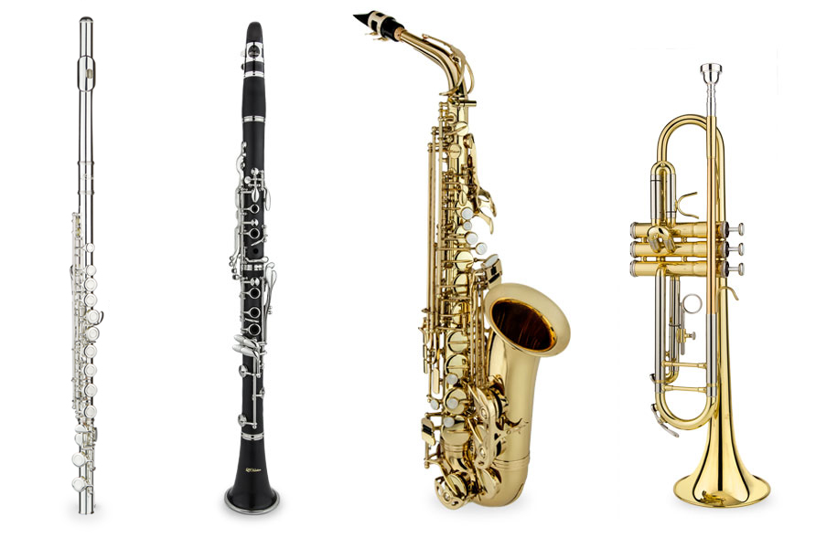 The LJ Hutchen family: flute, clarinet, saxophone, trumpet